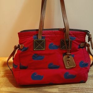 Dooney and Bourke red with blue duck canvas